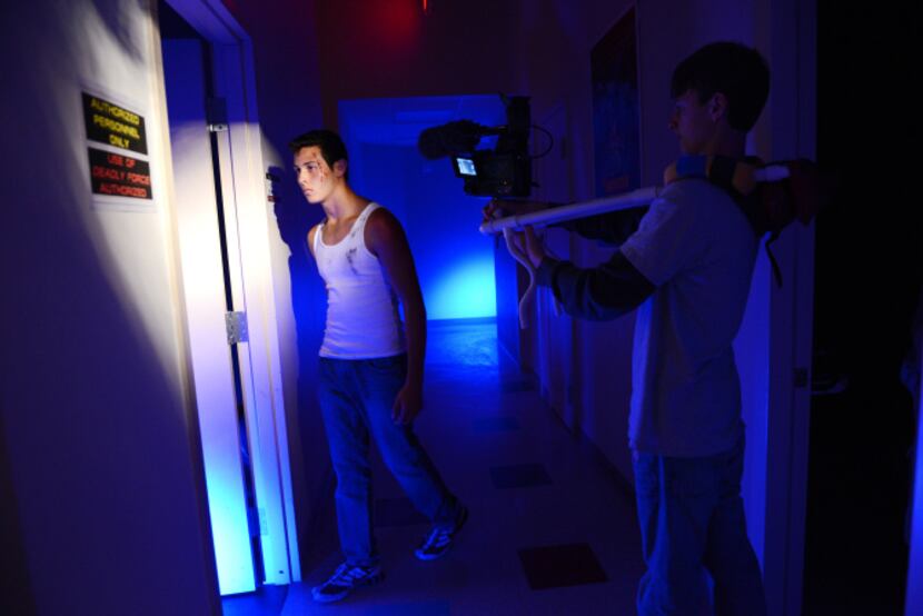 Young actor Greg Ludden, 16, films a scene at The Movie Institute's halloween movie workshop...