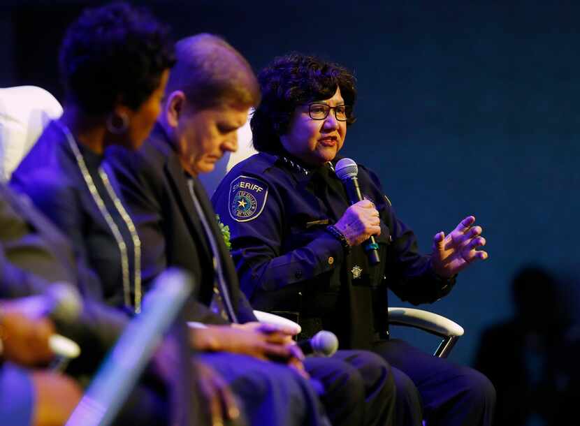 Dallas County Sheriff Lupe Valdez during the Blue on the Block community meeting at The...