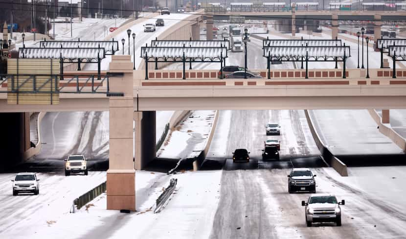 after a band of sleet dropped about 2 inches of sleet in Arlington, Texas, January 31, 2023.