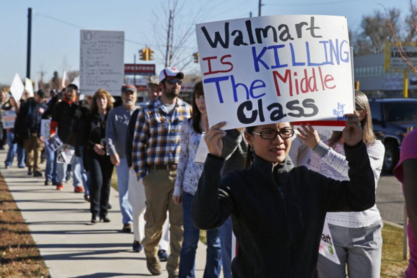 Colorado Walmart employees and supporters join nationwide protests, in front of a Walmart...