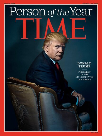 The cover of Time magazine's Person of the Year edition with President-elect Donald Trump in...