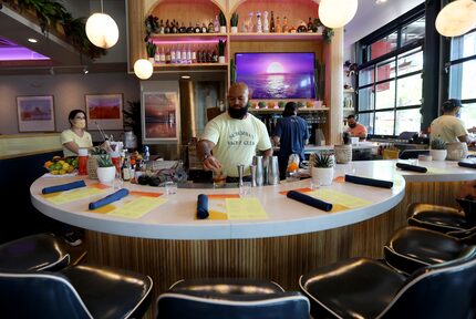 The bar at Suburban Yacht Club in Plano, Texas, Friday, September 3, 2021. (Anja...