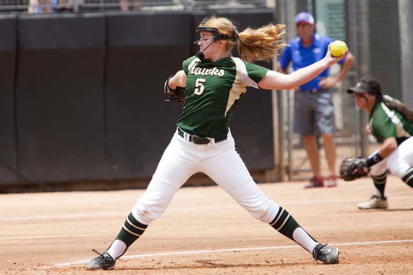 Birdville's Grace Green pitches against Gregory-Portland during the Class State 5A state...