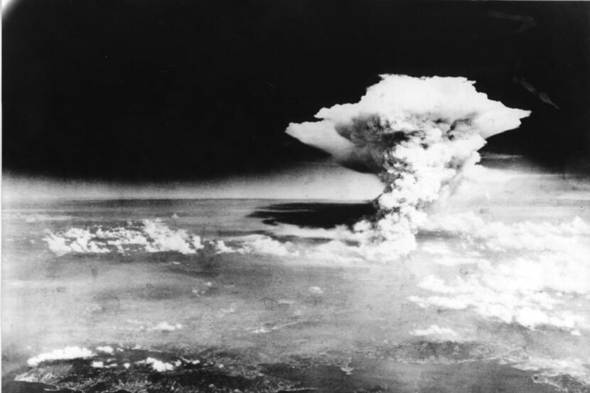 This handout picture taken on August 6, 1945 by US Army and released from Hiroshima Peace...