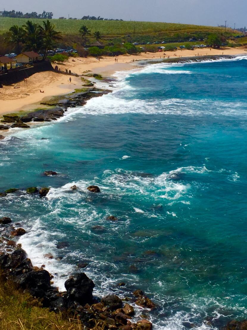 Aquamarine waves at Ho'okipa beach on Maui, where windsurfers and pro-surfers ride the...