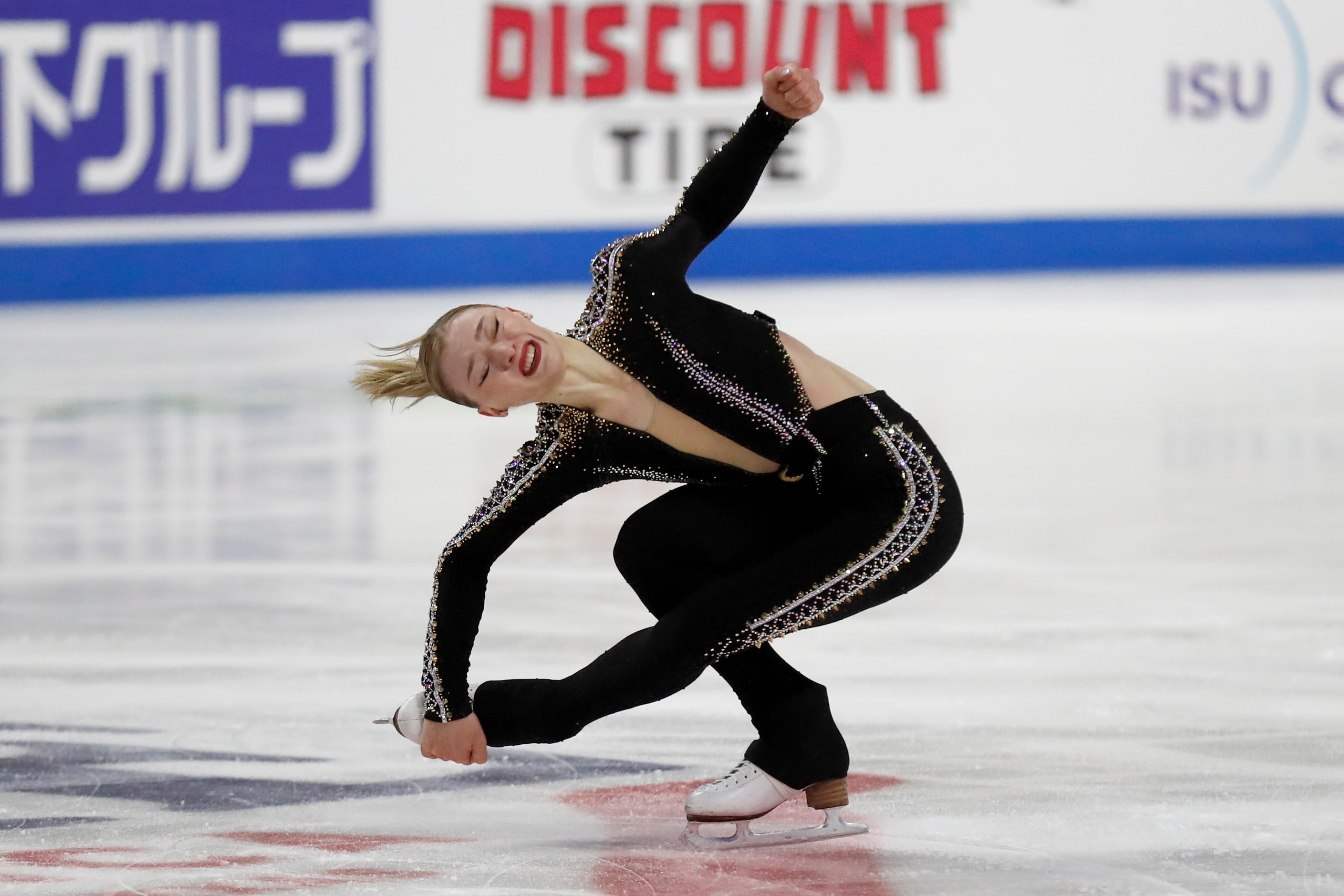 Amber Glenn, of the United States, competes in the women's short program during the Skate...