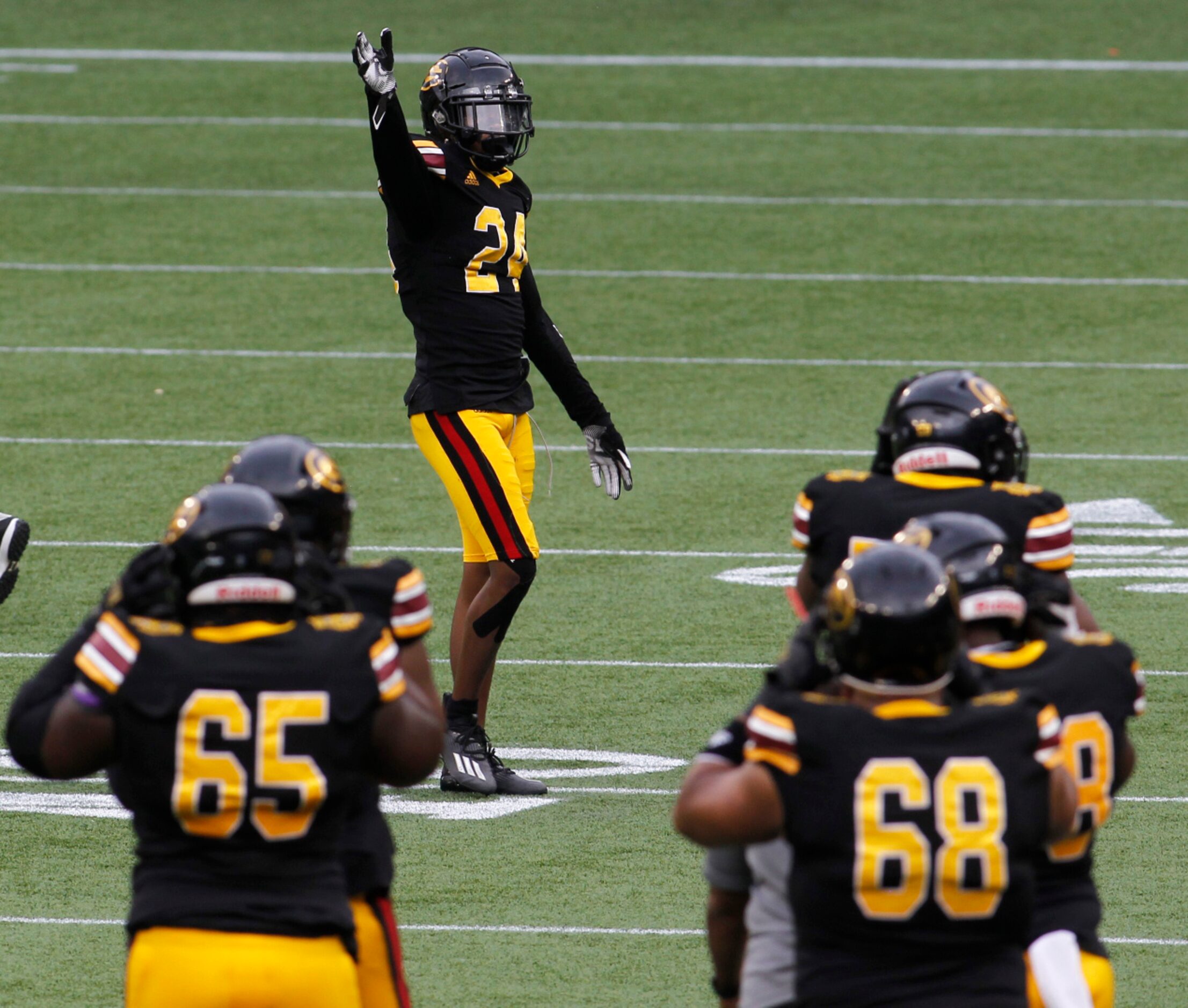 Gambling State defensive back Reyondous Estes (24) reacts after recovering a fumble during...