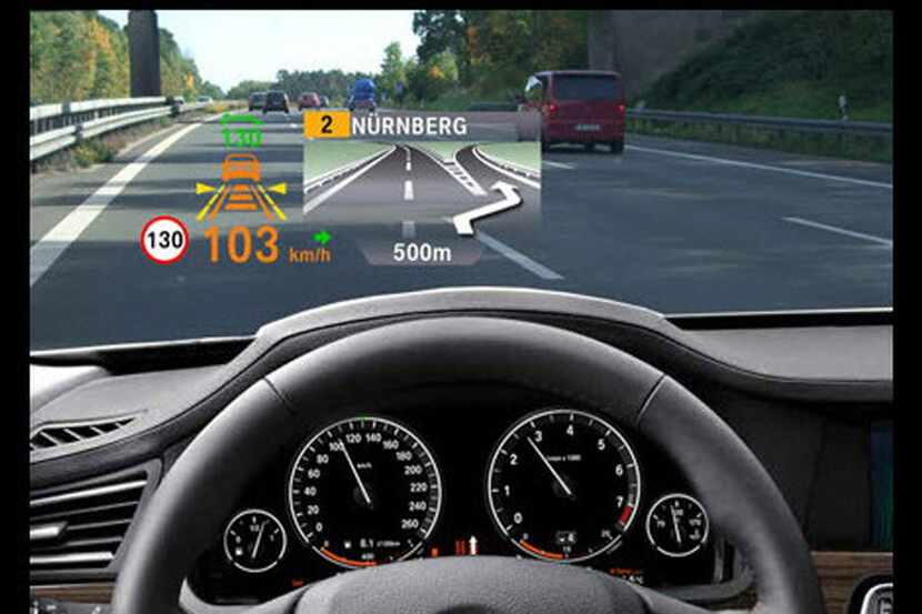  TI's head-up display on a windshield (Texas Instruments Inc.)