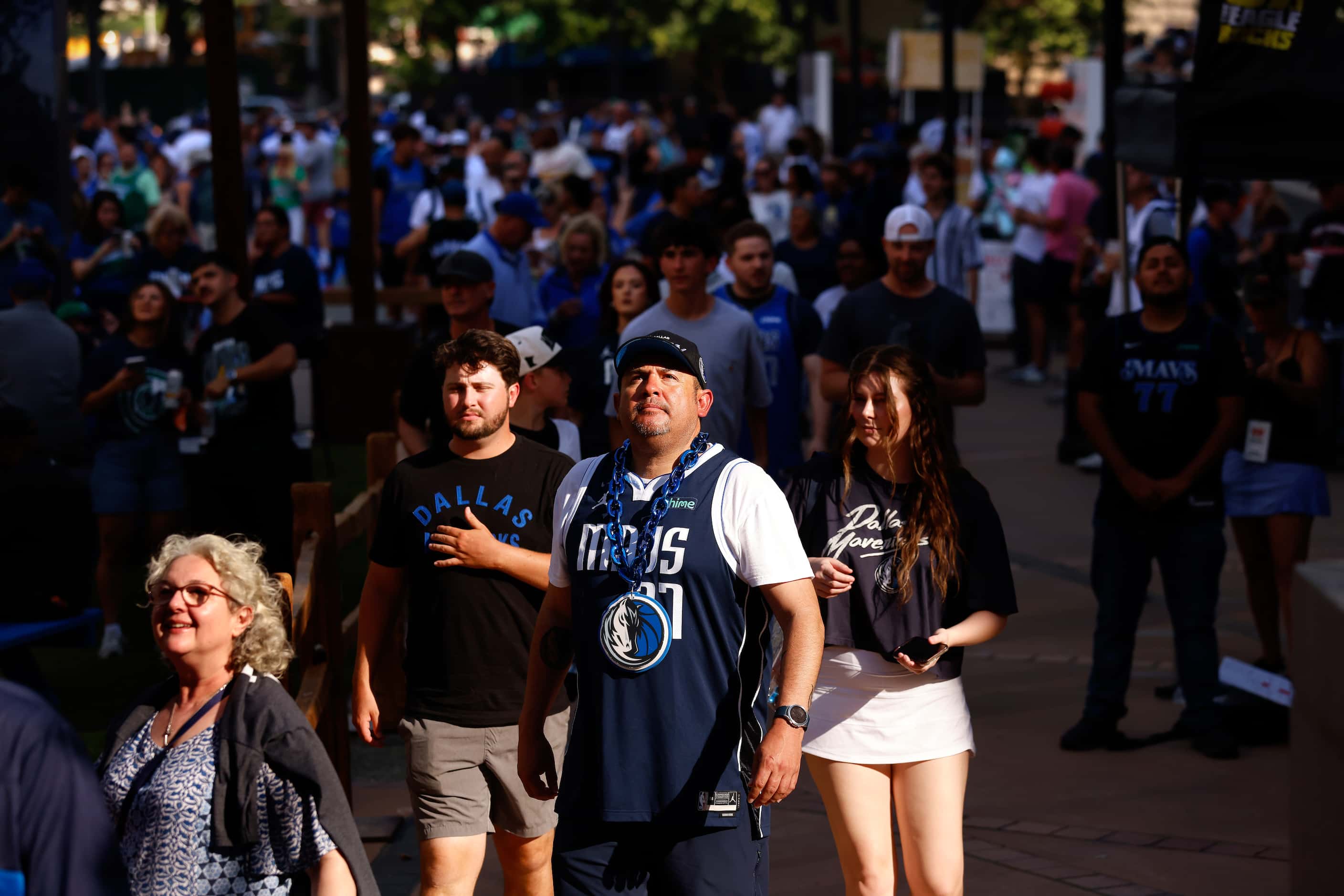 Fans arrive for Game 3 of the Western Conference Finals between the Dallas Mavericks and...