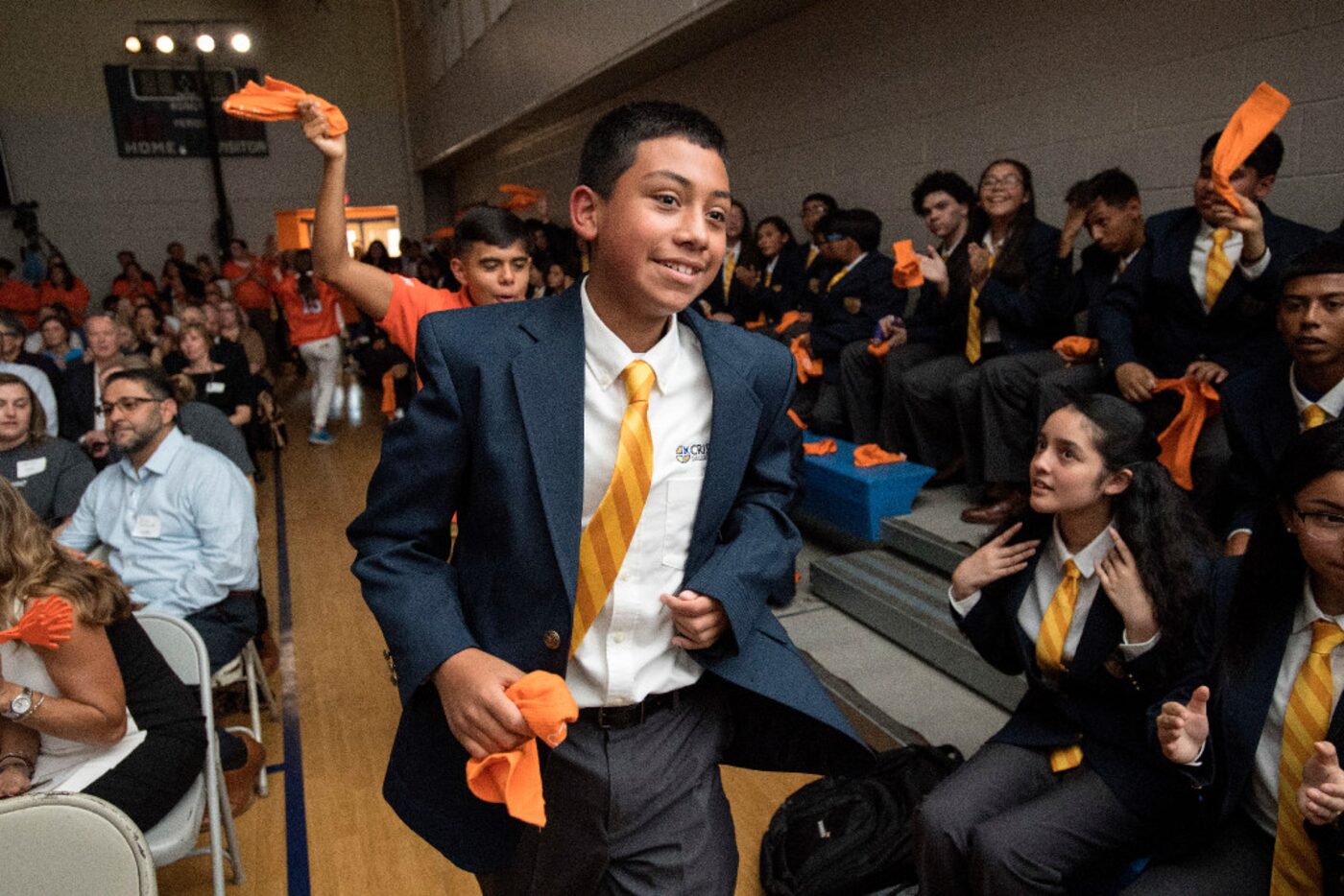 Oliver Murillo, a 14-year-old incoming freshman at Cristo Rey Dallas College Prep, heads to...