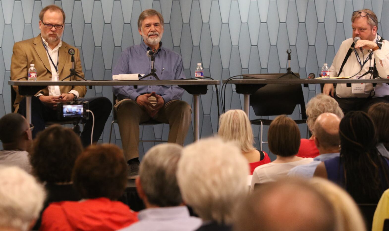 Fact and Fiction: a Conversation with Greg Iles, left, and Stanley Nelson, center, in...