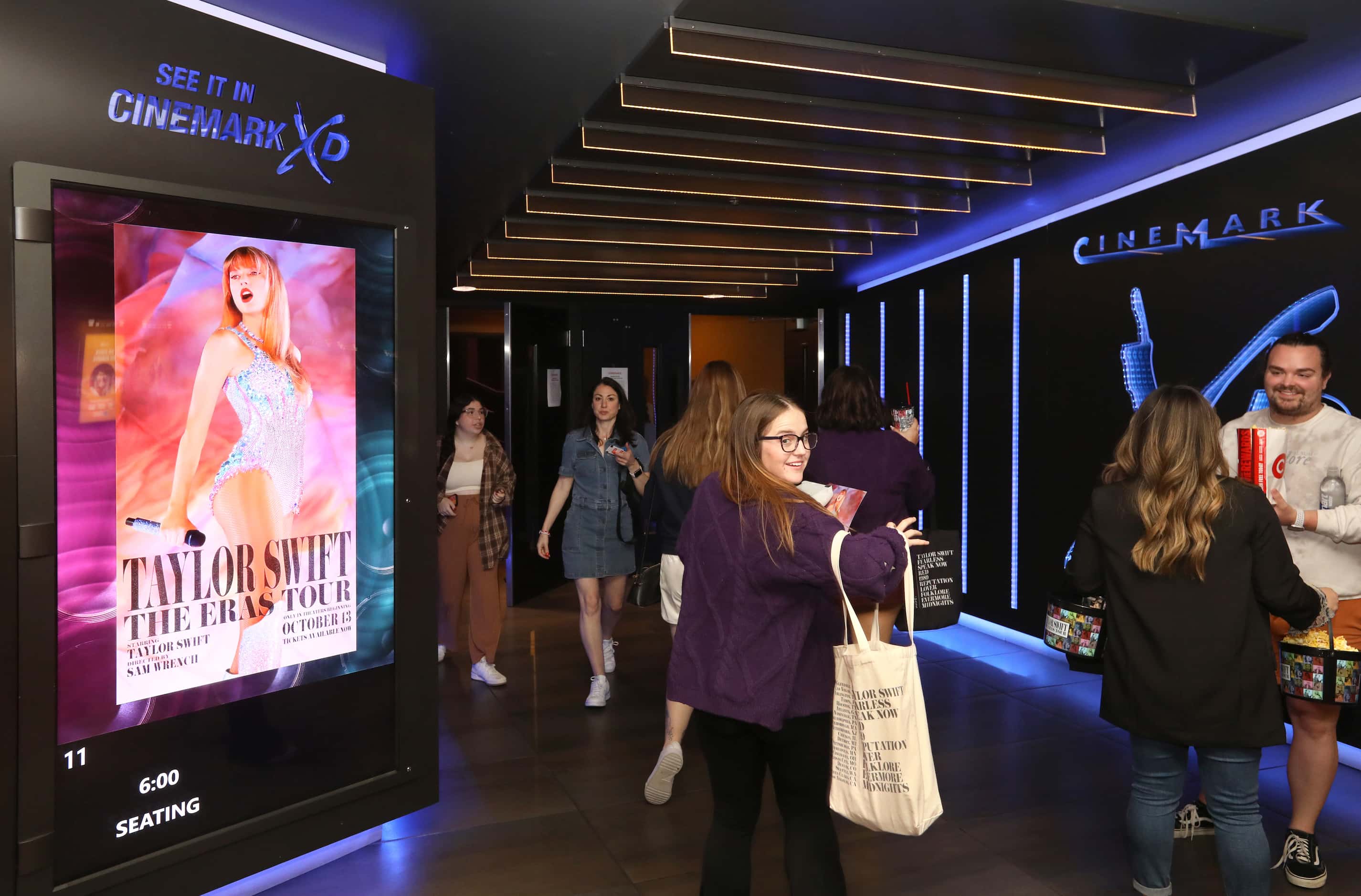 Taylor Swift fans prepare to watch her new film at Cinemark West Plano XD and ScreenX...