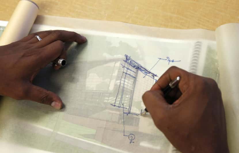 “This is how I calm myself down,” Beck Group CEO Fred Perpall says of his sketching. He has...