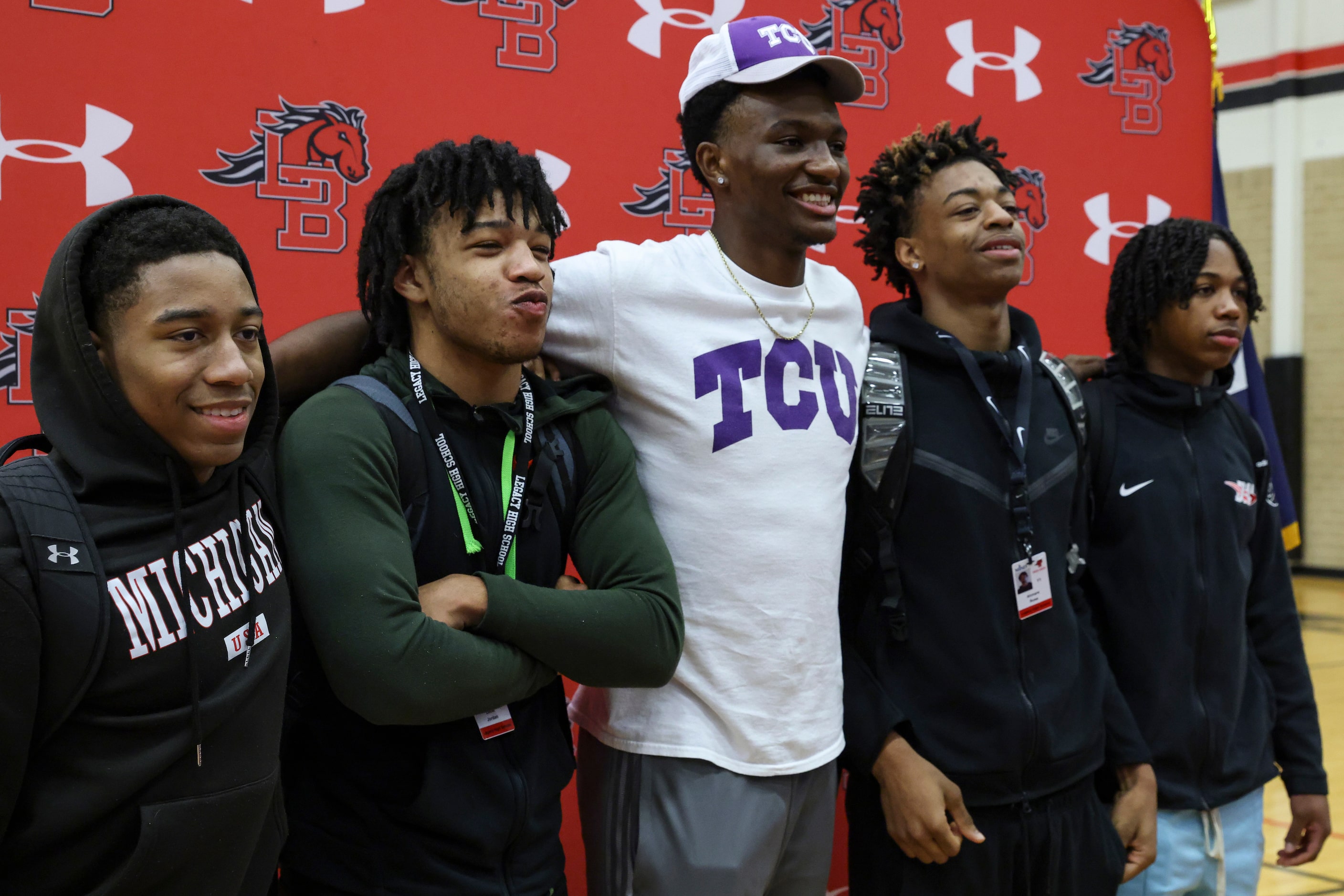 Jhaden Brown, LeJai Jordan, Isaiah Manning, Ahmare Rose and Amir McMillan pose for a picture...