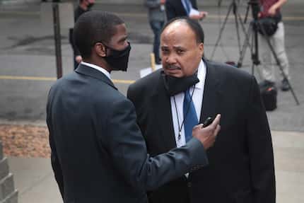 Martin Luther King III (right) attended the memorial service for George Floyd on June 4....
