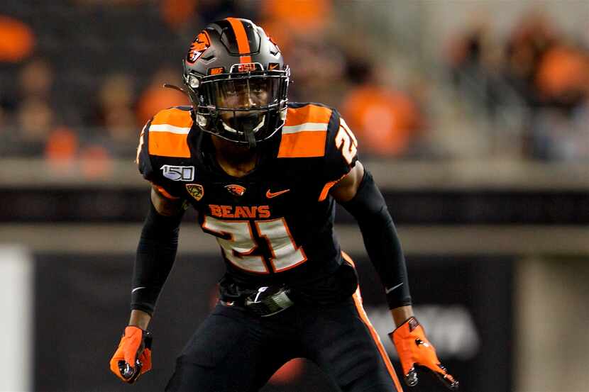 Oregon State Beavers defensive back Nahshon Wright during an NCAA football game on Friday,...