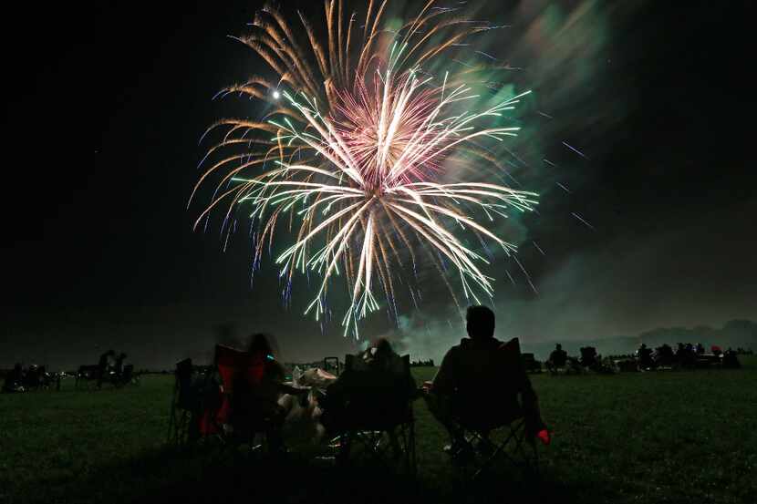 Fireworks explode over Breckinridge Park in Richardsonon, July 4, 2017.