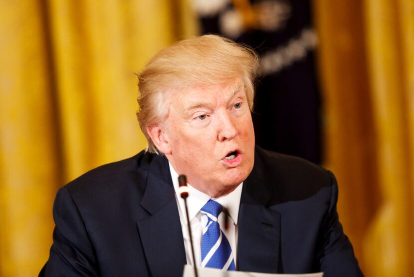 President Donald Trump leads a meeting with the U.S. House Deputy Whip Team in the East Room...