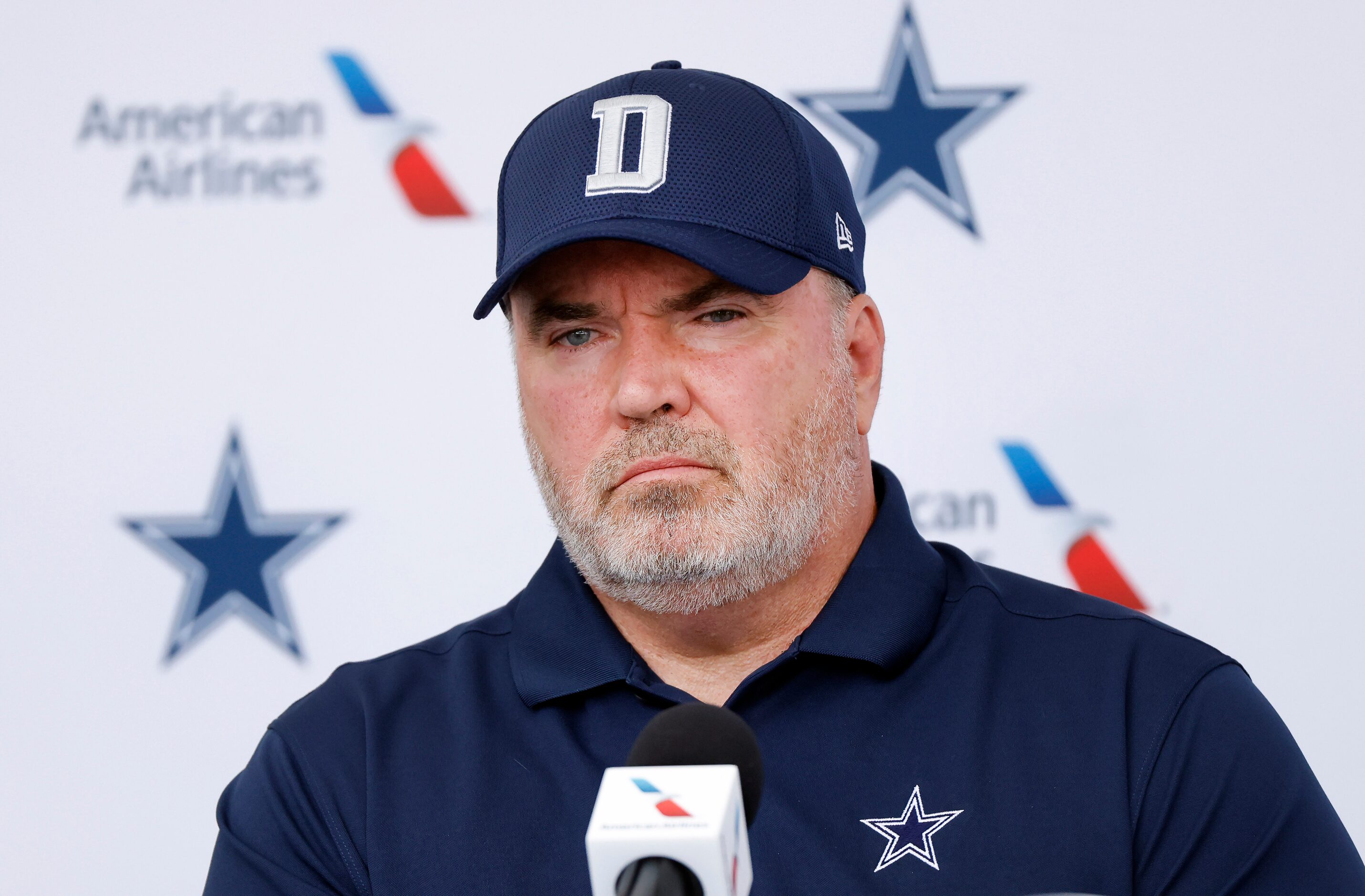 Dallas Cowboys head coach Mike McCarthy listens during the teams kickoff press conference at...