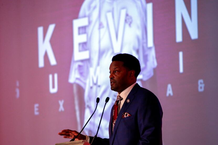 Texas A&M NCAA college football coach Kevin Sumlin speaks during the Southeastern...