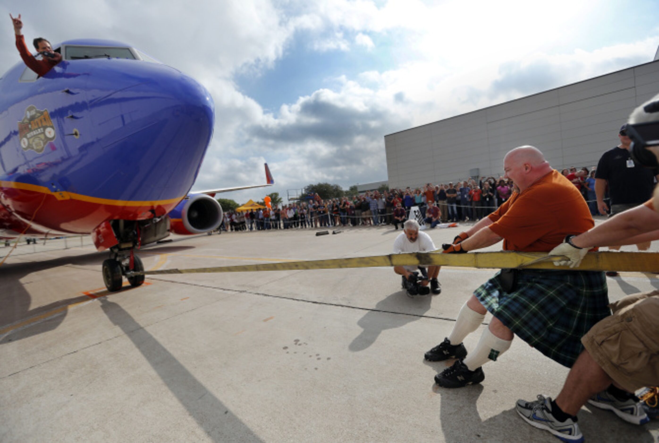 Southwest Airlines technology trainer Hunter Blake dons his kilt to anchor the team...