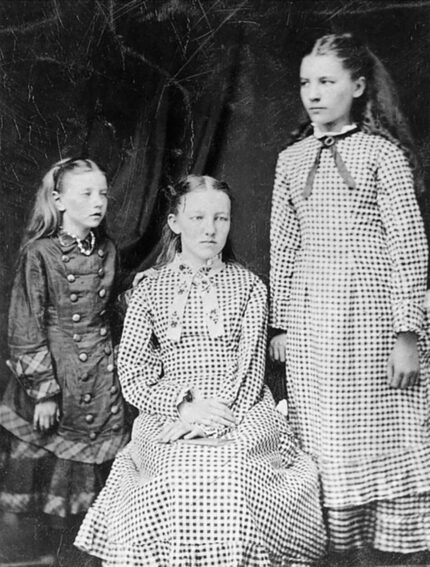 The first known photograph of the three eldest Ingalls sisters, taken around 1879 or 1880....