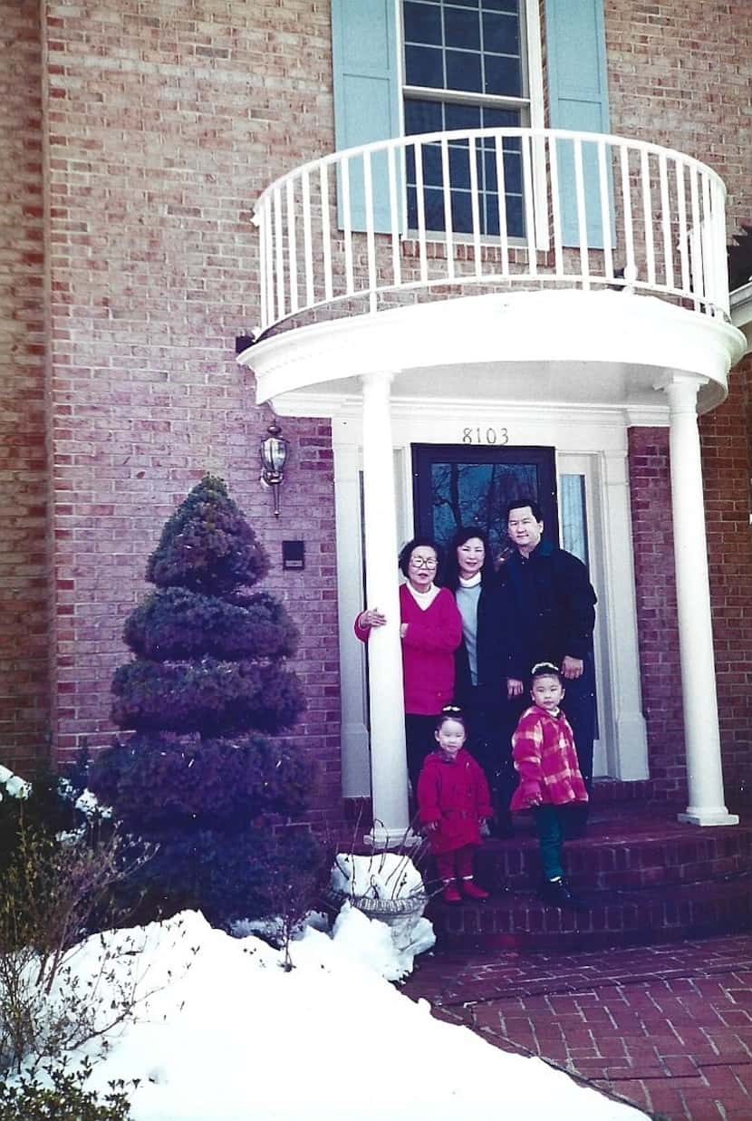 My family stands with my grandmother in front of her townhome in McLean, Virginia. From top...