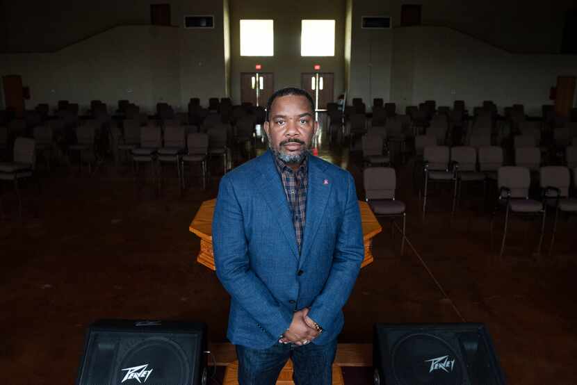 Stephen G. Brown, Lead Pastor of Greater Bethlehem Baptist Church of Dallas, stands near the...
