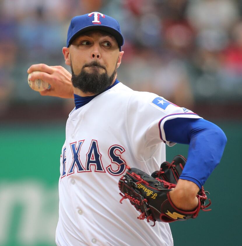Texas Rangers relief pitcher Tony Barnette (43) is pictured during the Houston Astros vs....