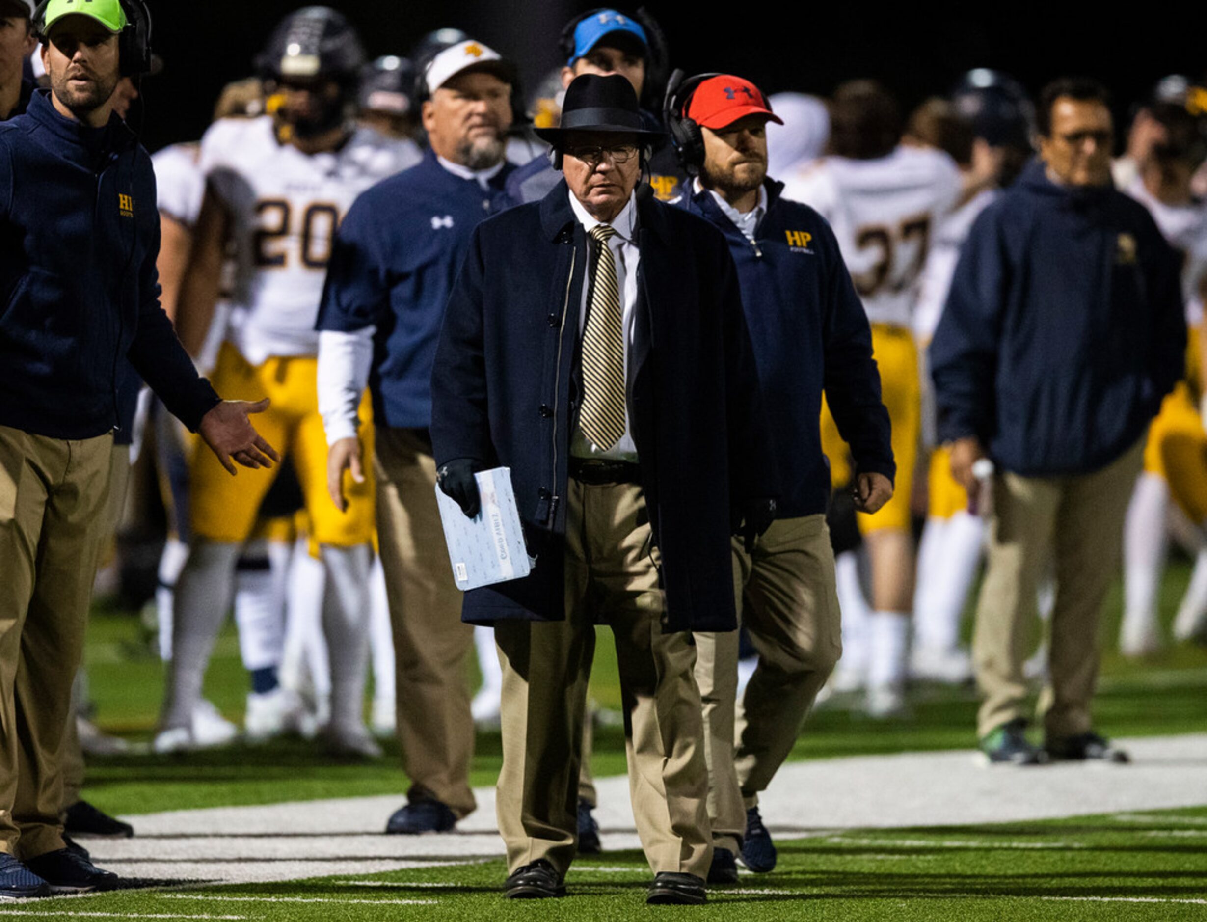 Highland Park head coach Randy Allen watches during overtime of a District 6-5A Division I...