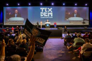Gilberto Hinojosa speaks after being nominated as party chair during the Texas Democratic...