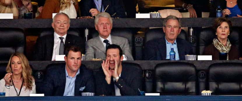 (Top, from left) Dallas Cowboys owner Jerry Jones, former President Bill Clinton, former...