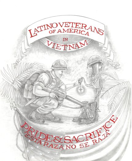 One of Vincent Morin Jr.'s hand drawn pieces  depicting Latino servicemen. The piece is...