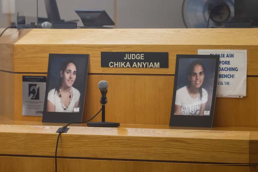 Photos of Sarah and Amina Said are shown during the second day of trial for Yaser Said at...