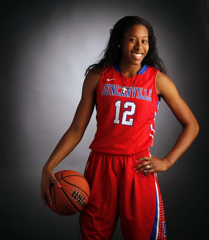 All-Area Girls Basketball Player of the Year,  Duncanville senior guard Ariel Atkins is...