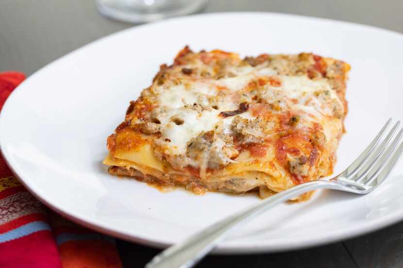 Jimmy's Sausage Lasagna and wine to be sampled by the Wine Panel on Thursday, Oct. 14, 2021,...