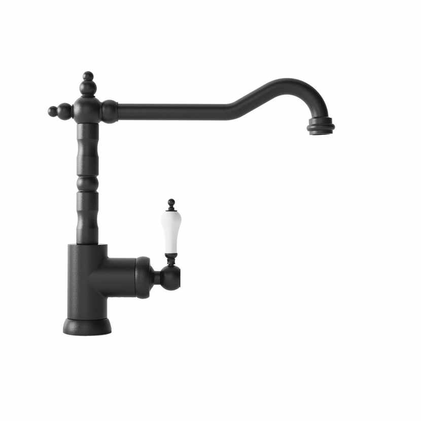 Black hardware fixtures,  such as this black-finished faucet from Ikea, are another way to...