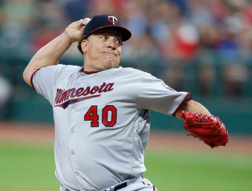 File-This Sept. 26, 2017, file photo shows Minnesota Twins starting pitcher Bartolo Colon...