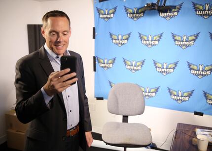 Dallas Wings general manager Greg Bibb tells his son what pick the Wings received via...