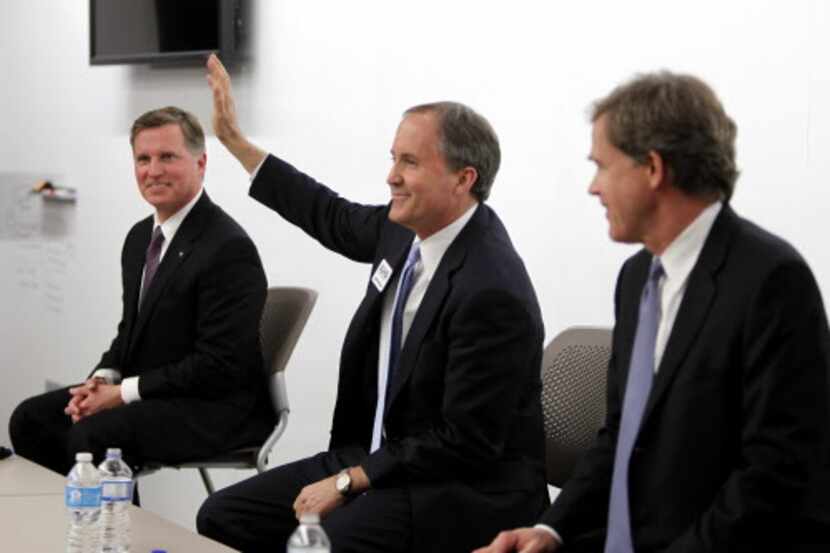 The Republican candidates for attorney general (from left) PUC Chairman Barry Smitherman,...