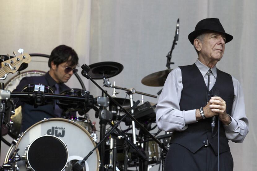 Canadian Leonard Cohen performs during a concert on Sint-Pietersplein in Gent, on August 12,...