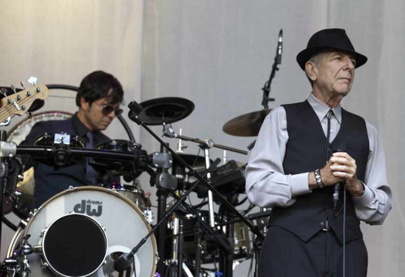 Canadian Leonard Cohen performs during a concert on Sint-Pietersplein in Gent, on August 12,...