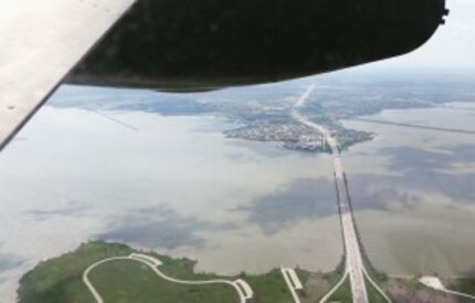  High above east DFW in the B-25 Mitchell. (Marc Ramirez/staff)