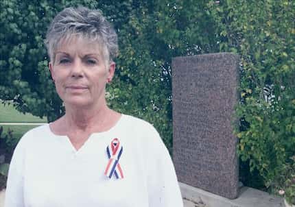 Kelley Fitzwater in 2001, in Killeen, Texas, near the memorial dedicated to those killed in...