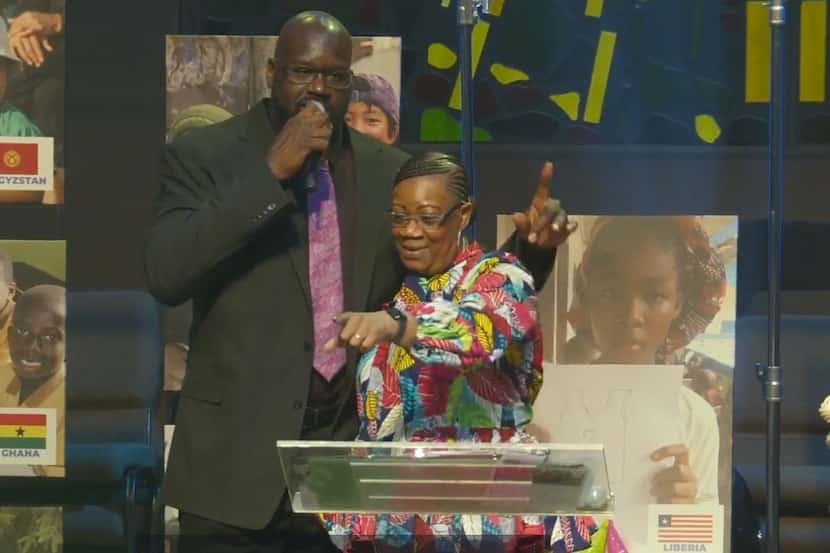 Shaquille O'Neal and his mother, Lucille, announce that they're donating $50,000 and 500...