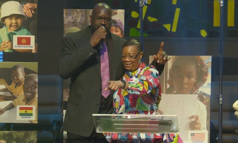 Shaquille O'Neal and his mother, Lucille, announce that they're donating $50,000 and 500...