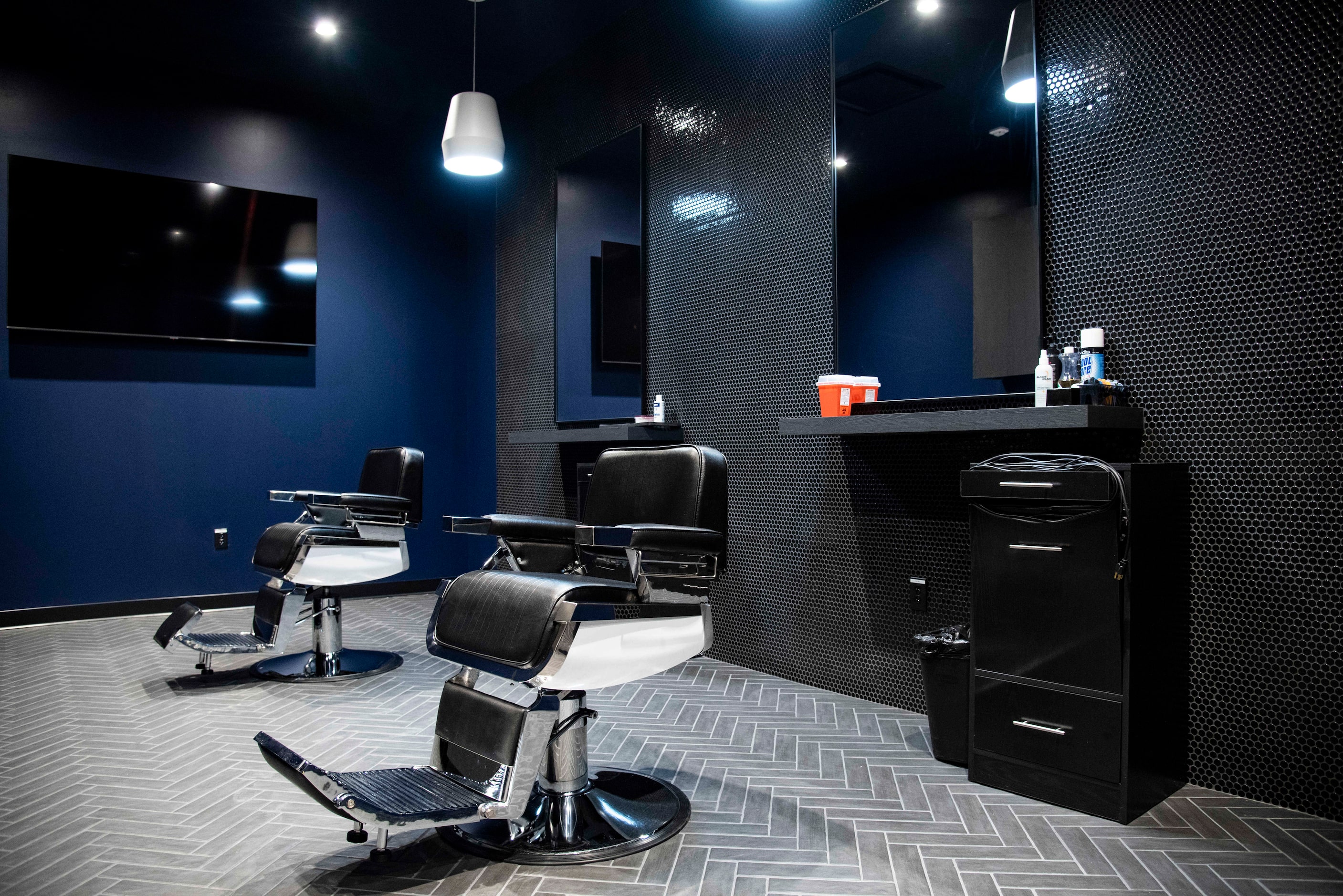 A view of the barber shop at the Dallas Mavericks BioSteel Practice Center in downtown...