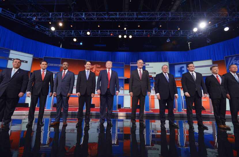 
Republican presidential candidates onstage for the debate. From left are: New Jersey Gov....