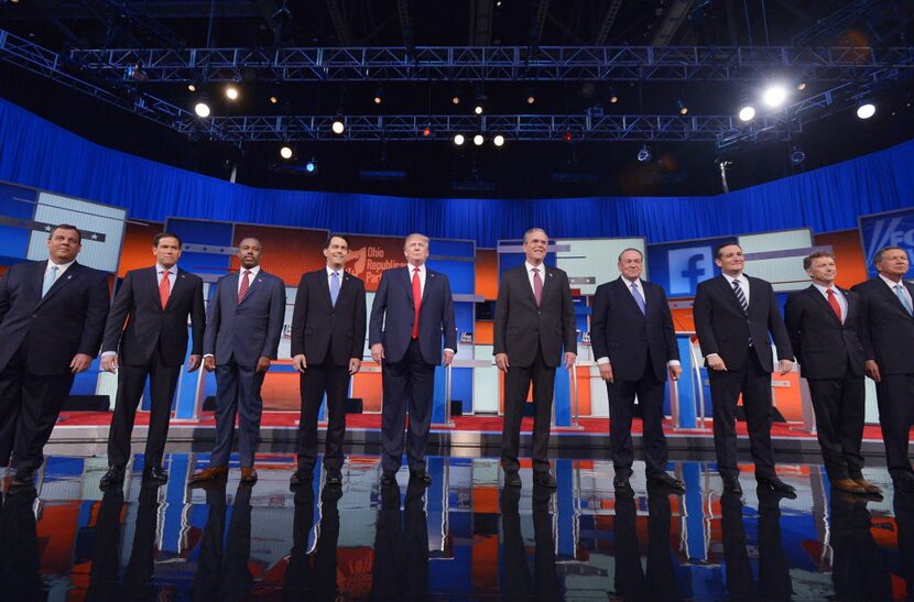 
Republican presidential candidates onstage for the debate. From left are: New Jersey Gov....