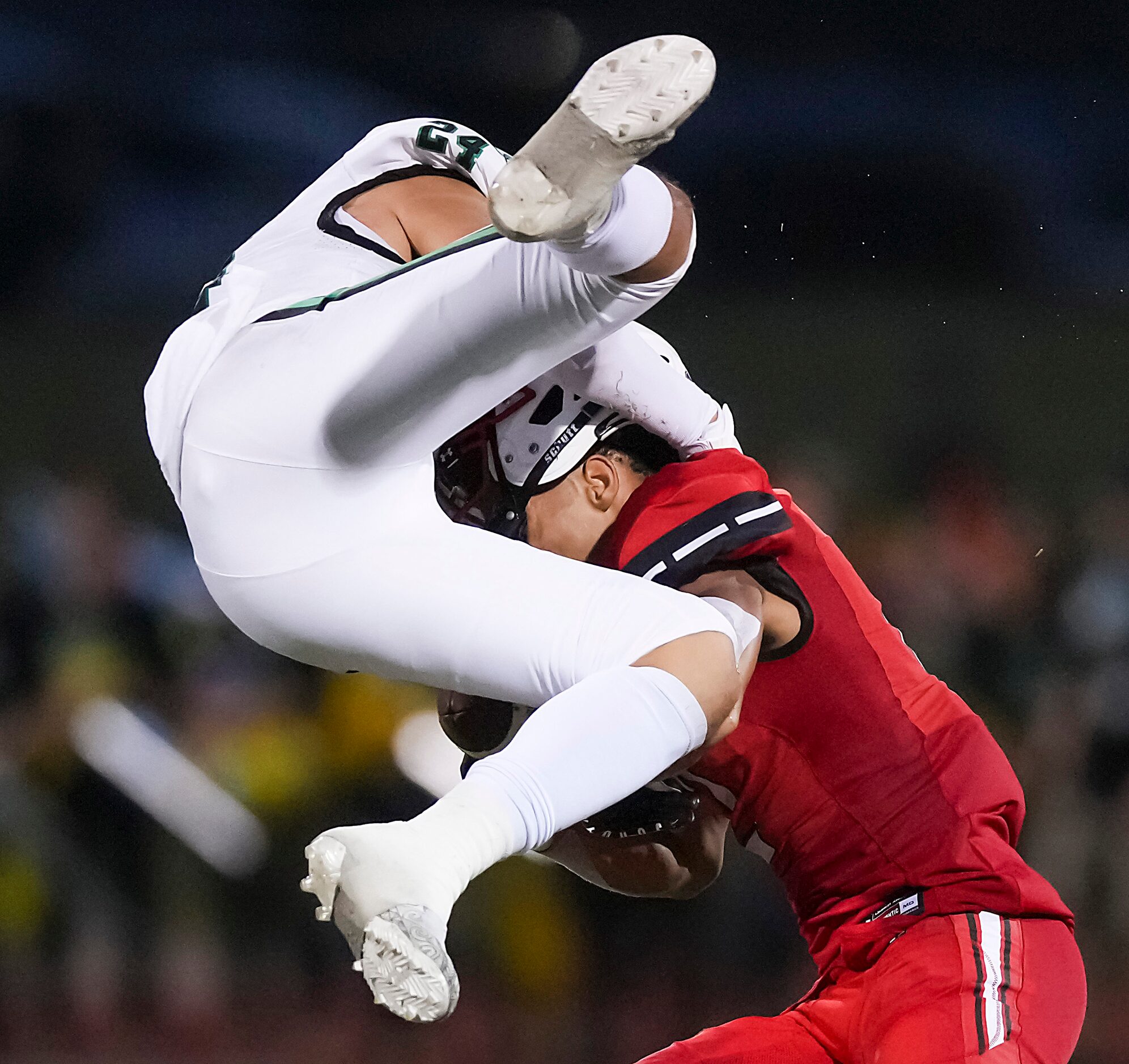 Rockwall-Heath wide receiver Jordan Nabors (2) can’t make a catch as Southlake Carroll...